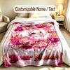 Easter Bunny Theme Soft Blanket Personalized Custom Name Text Print Warm Blanket Home Sofa Bedroom Decor