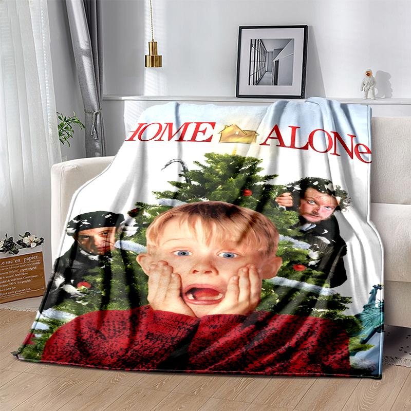 Home Alone Flannel Blanket Soft Warm All-Season Throw, Design for Camping, Car Travel, Hiking Sofa, Bed, Office Perfect Gift for Parties