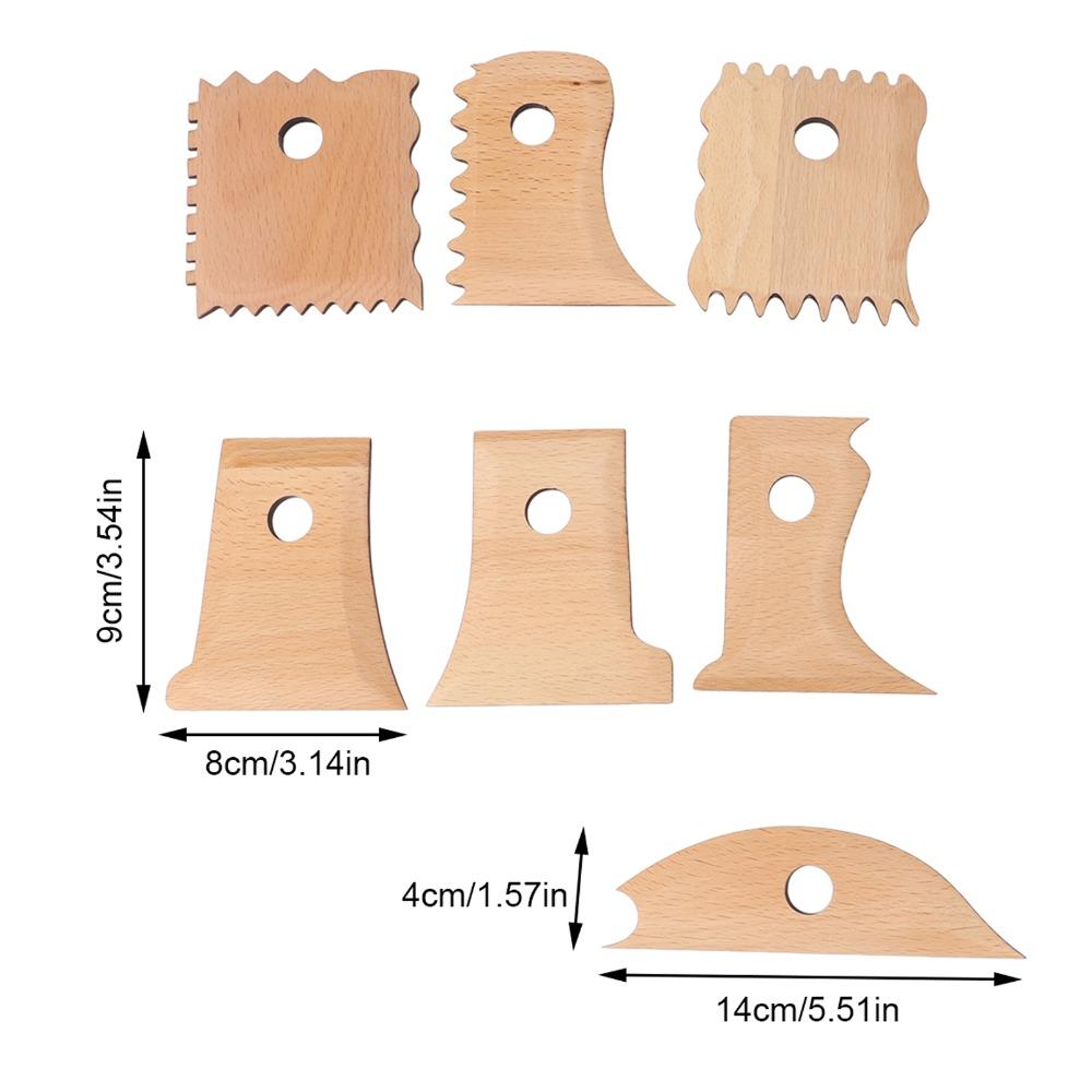 7Pcs Handmade Use Wooden Pottery Tool 7-piece Set Smooth Trimming Tool Durable Multi-shape Clay Tool Art Creation