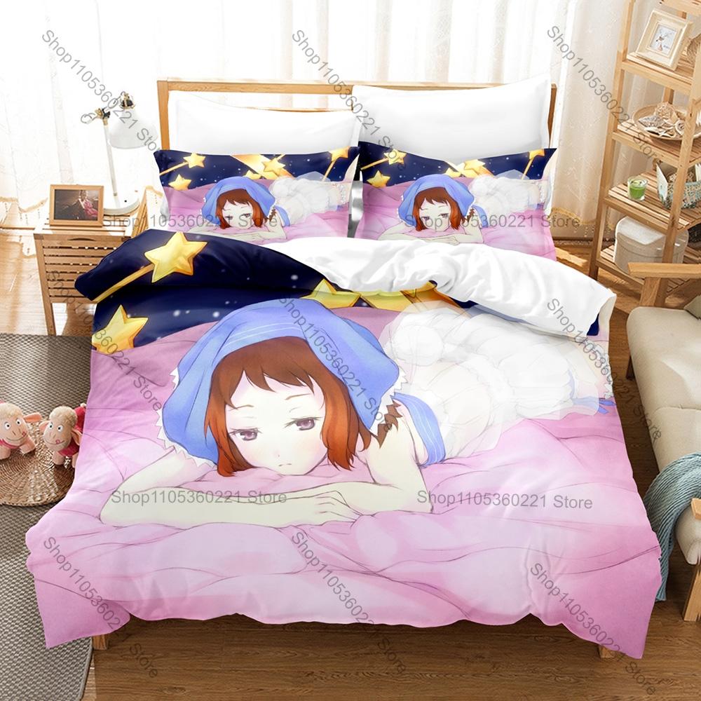 Cool Hyouka Bedding Set Duvet Cover + 2 Pillowcases Chitanda Eru Oreki Houtarou School Mystery Anime Bedroom Decor Kawaii Cute G