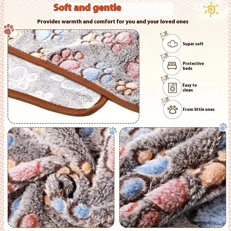 3PCS Soft Flannel Fleece Cat Dog Blanket Bed Mats Paw Foot Print Warm Pet Blanket Sleeping Beds Cover Mat For Dogs Cats Supplies