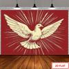 2D Holy Communion Backdrop, Red Holy Spirit Dove Confirmation Baptism Religious Photography Background Decor