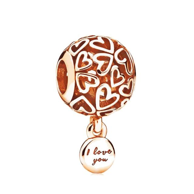 Подвеска из розового золота с цветком в виде листа и короны в виде сердца — фото 20