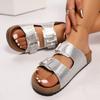 Мода Плюс Размер 2025 Лето Женские Шлепанцы с Открытым Носком Пряжка Круглый Носок Платформа Плоская с Сандалиями для Повседневной Носки на Улице Шлепанцы