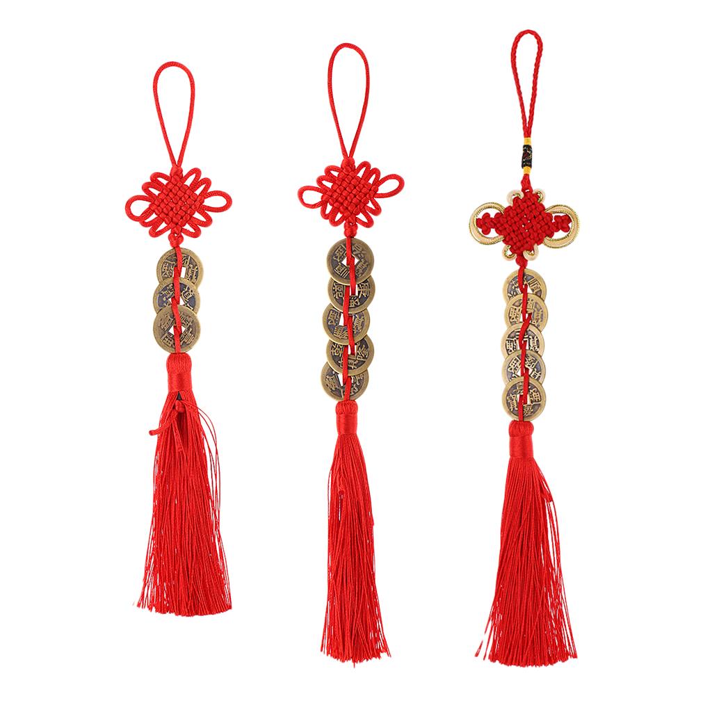 Chinese Knot Tassel Feng Shui Coin Pendant Wall Hanging Decor