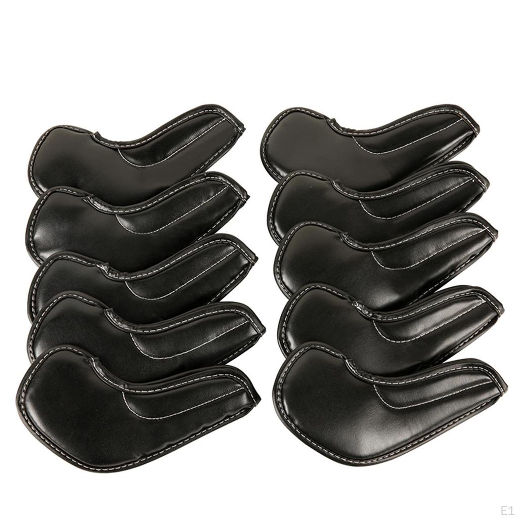 10x PU Leather Golf Iron Covers Set Club Head Cover Protection Guard