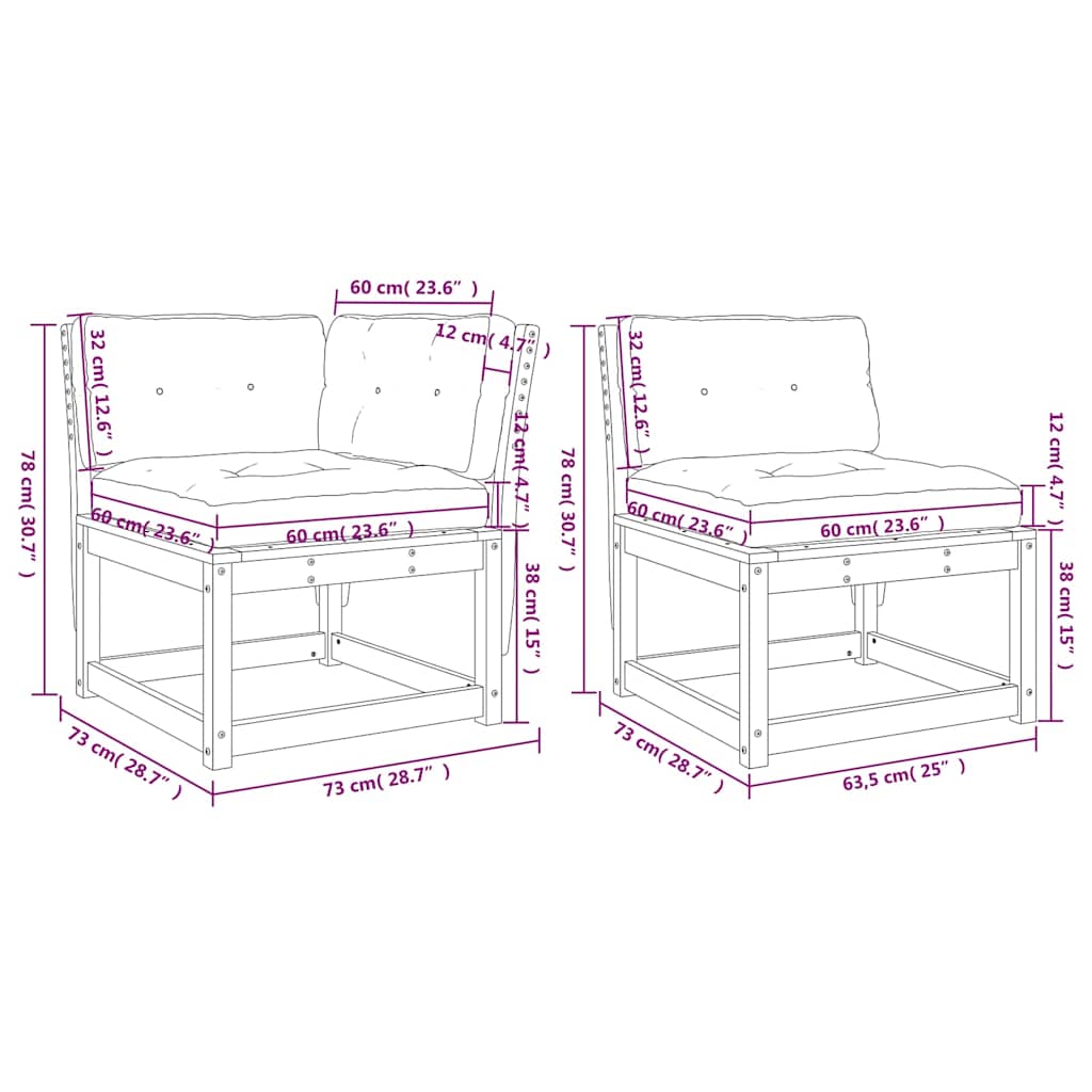 6 Piece Garden Sofa Set with Cushions White Solid Pine Wood