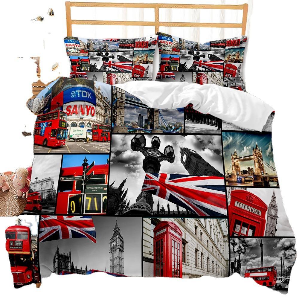 Building Three-Piece 3D Digital Printing Bedding Quilt Cover