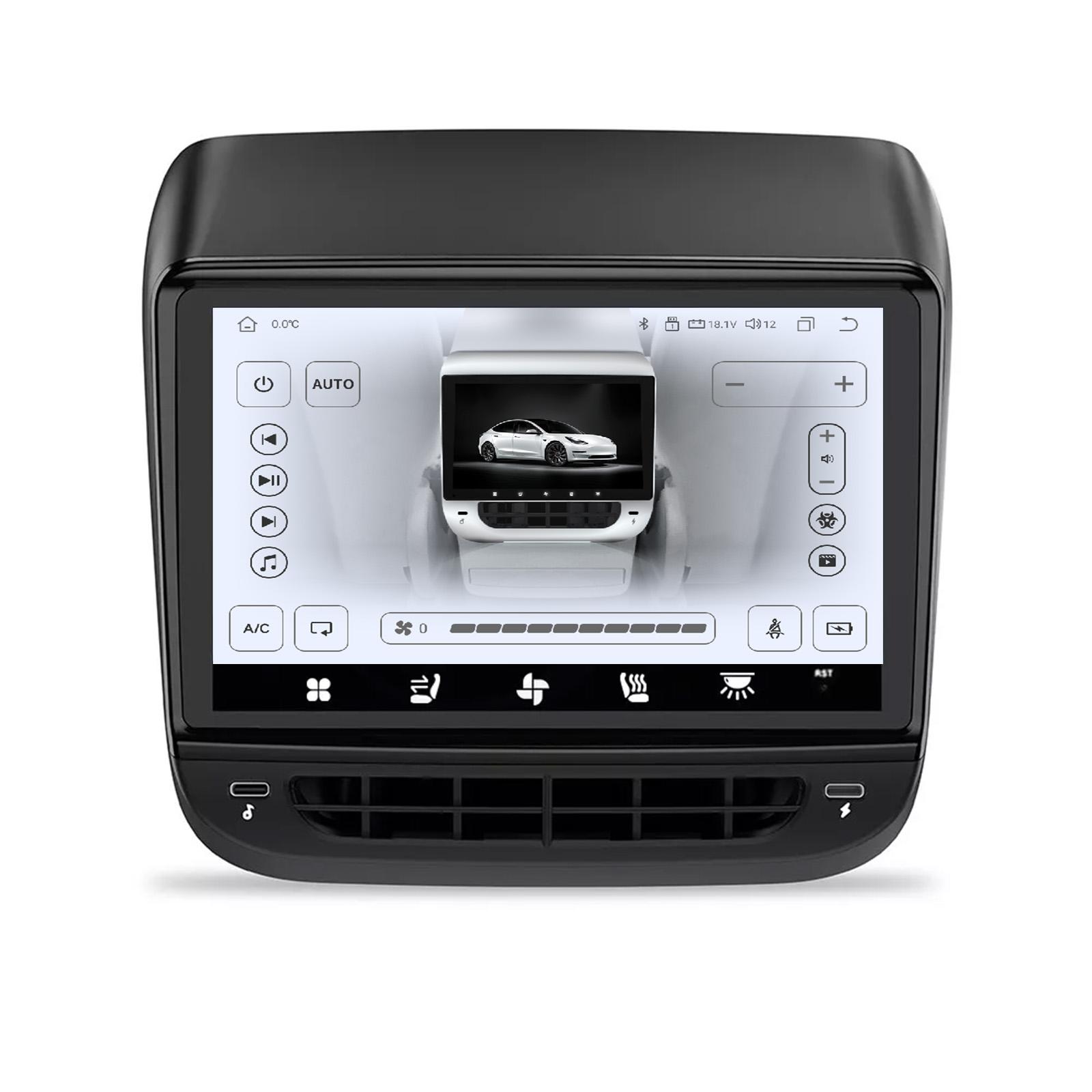 

7-дюймовый экран Android для заднего сиденья, мультимедийный проигрыватель с управлением кондиционером и подогревом сидений модели 3/Y 8 core 4GB+64GB