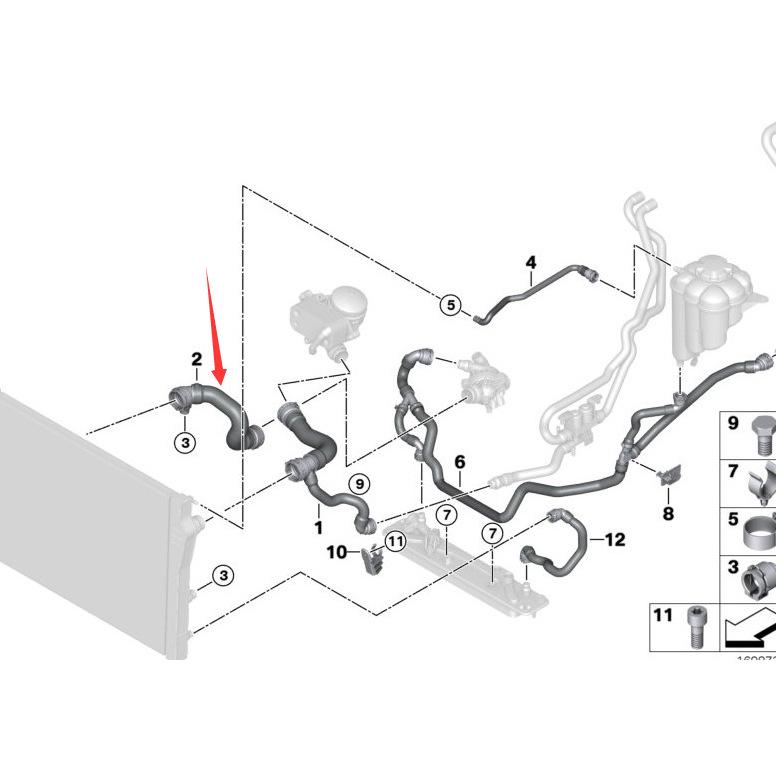 

17127578703 Нижний патрубок радиатора для BMW X5/X6 двигатель N55 (E70/E71) 15