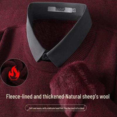 Men's Color-block Fake Two-Piece Shirt Collar Knit Sweater