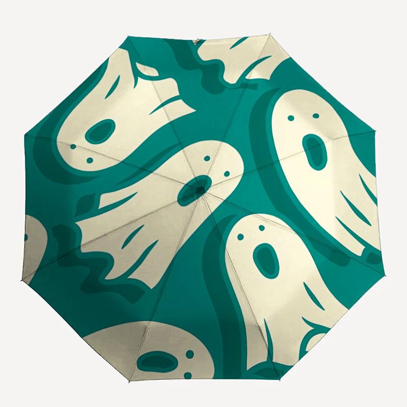 

1pc Ghostly Spirits Automatic Open/close Folding Compact Umbrella, 8-Rib Sturdy Canopy, Lightweight Portable, Everyday Use, Gift, Outdoor Umbrella, Tr