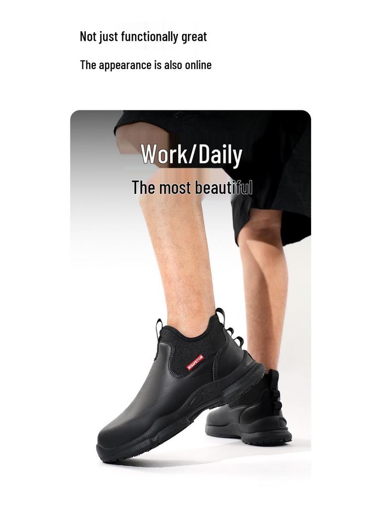 Men's Lightweight Waterproof Non-slip Work Shoes - All-Season Comfort, Oil-Resistant, Ideal for Chefs