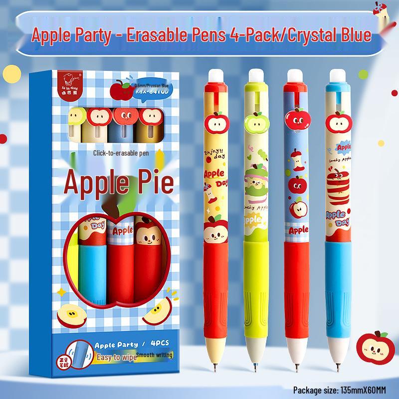 

Гелева ручка Apple Party, що стирається, для дітей з м яким грипом для корекції постави, чорне кришталево-синє чорнило 0.5mm