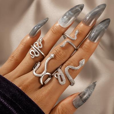 Vintage Schildkröten-Tierring-Set, eine Vielzahl von Schlangenformen, vierteiliges Punk-Set, Ringschmuck für Damen