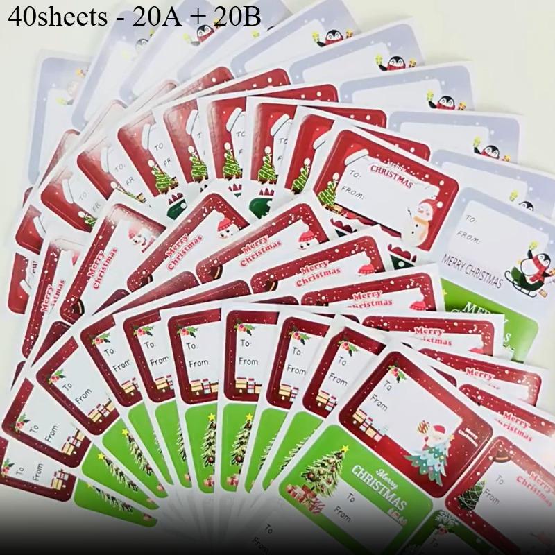 Cute Christmas Gift Stickers - Glossy Surface,Paper Bag&Closure&Name Stickers,Can Write Christmas Packaging Gift Stickers Labels