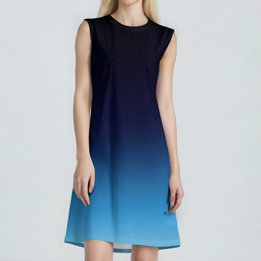 Damenmode Lässig Print Rundhals Ärmellos Kurzes Kleid