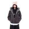 Koreanischer Stil Kapuzen-Kaninchenohr Plüsch Damen Strickware – Gestreift Unisex Lockerer Schnitt mit Herbst/Winter Samt.