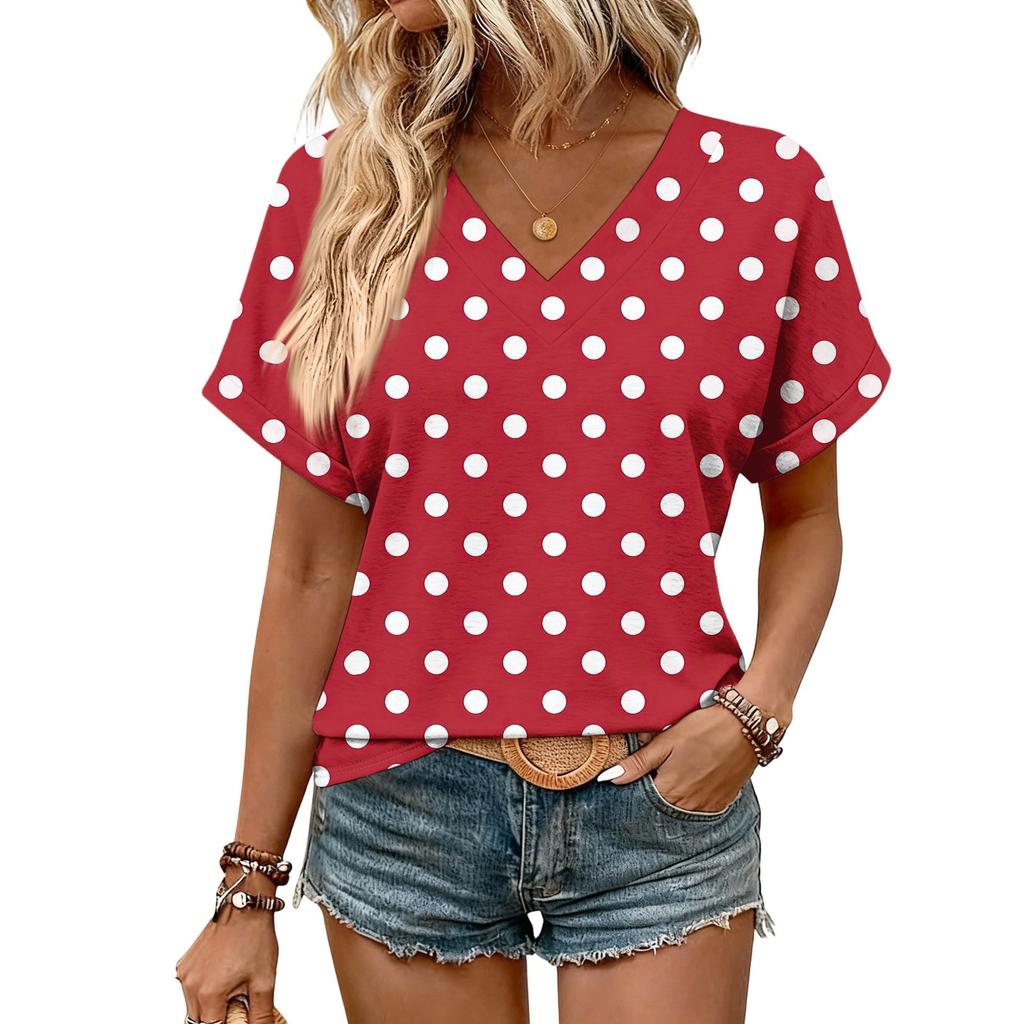Dámské letní topy s krátkým rukávem a výstřihem do V, ležérní i elegantní, letní halenky, tuniky