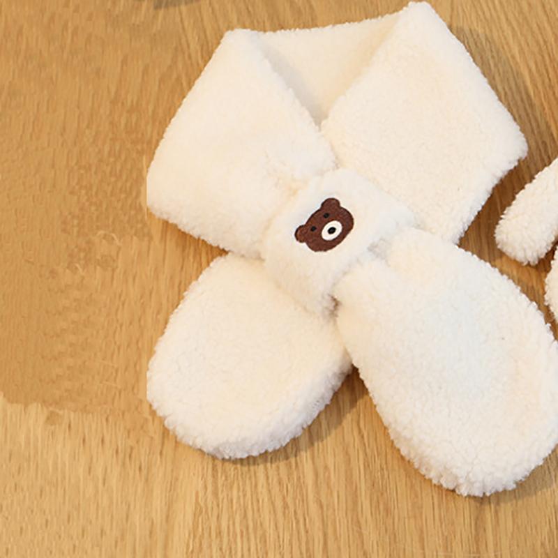 New Fleece Baby Scarf Gloves Children Winter Cute Bear Warm Mittens Scarves Student Full Finger Gloves Knitted Kids Gloves