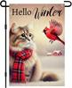 IVN Winter Garden Ag 12x18 Inch Double Sided Christmas Kitten with Red Plaid Scarf and Hello Winter Text Outdoor Yard Ag EEL
