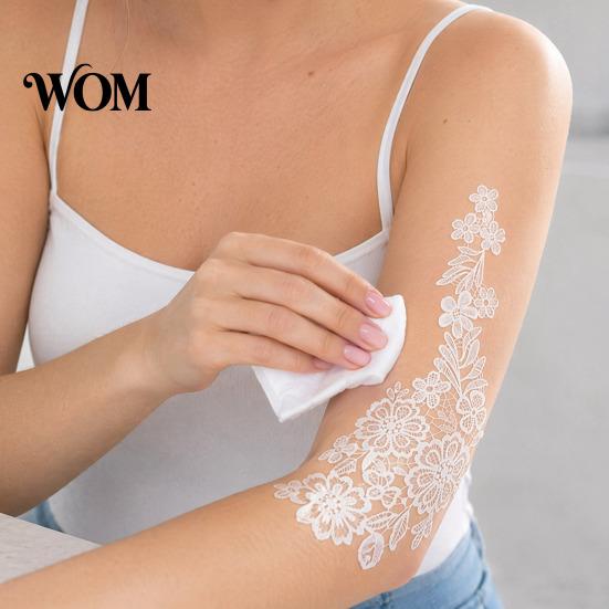 Eco-friendly Tattoo Sticker White Lace for Women, Temporary Face Body Skin-friendly Arm, Waterproof Fake Decal Wedding Party Festival Safe Tattoos