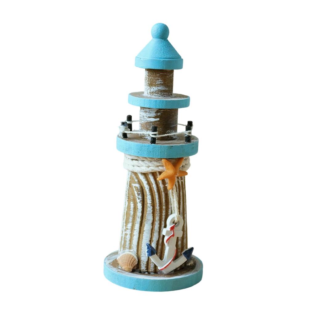 Wooden Lighthouse Ornament Display Desktop Decorative Home Decoration Tabletop Nautical Decor for Bar Birthday Gift Drawing Room