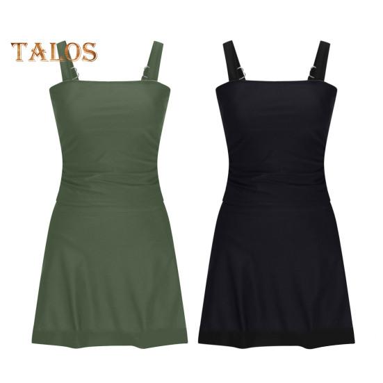 Women Swimsuit Sling Sleeveless High Waist Bathing Suit One-Piece Beachwear Solid Color Quick Drying Monokini