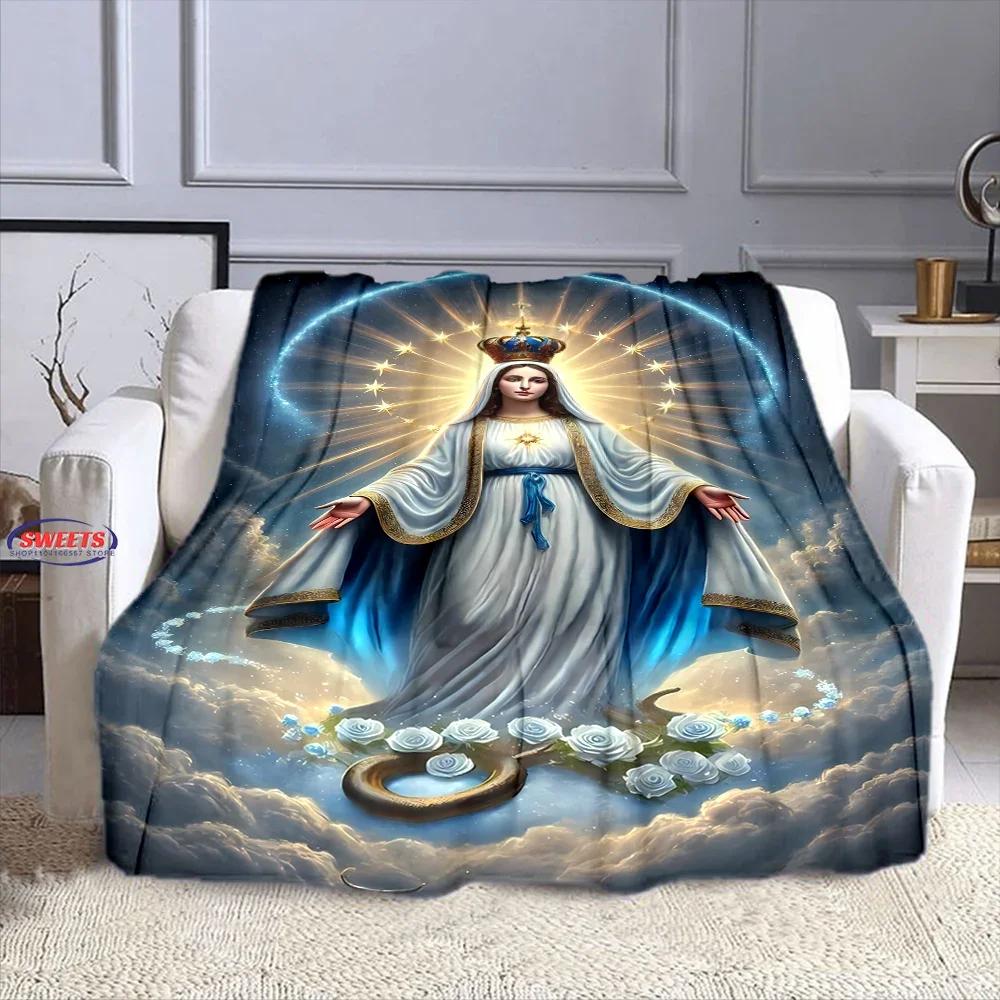 New Arrival ! Virgin Mary Pray Blanket, Warm and Cozy Flannel Blanket, Sofa Bedroom Office Leisure Nap Cover Blanket, Nice Gift