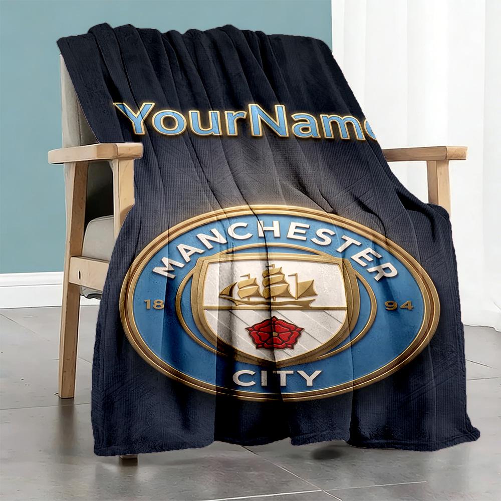 Manchester City Customize Your Name Blanket Multi-purpose Customizable Blanket Ultra-Soft Suitable for Chair Bedding Bed Nap for All Occasions