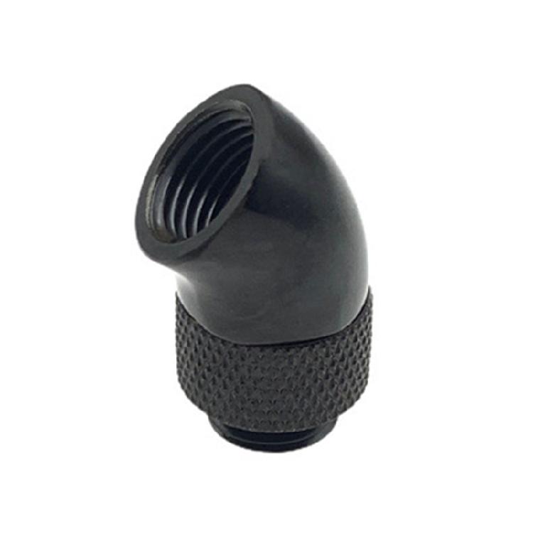 

45 Degree Rotating PC Cooling Elbow Adapter Connector G1/4 Thread High Durability Flexible Hose Alignment чорний