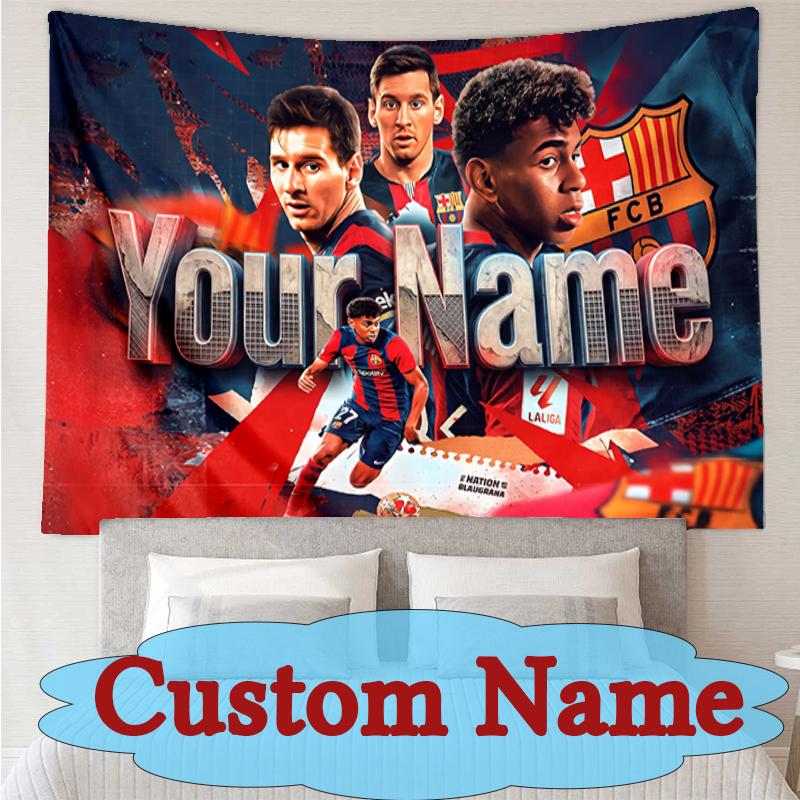 Individueller Name oder Text FC Barcelona Ultimatives Fußball-Wandteppich Frühling Tapisserie Hintergrundtuch HD Hängendes Tuch Wandteppich Heimdekoration
