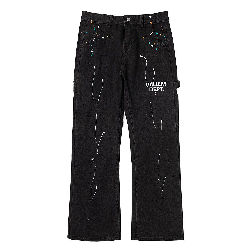Trendy Wijde Jeans, Gewassen, Slijtageplekken, Patchwork, Unisex Stijl