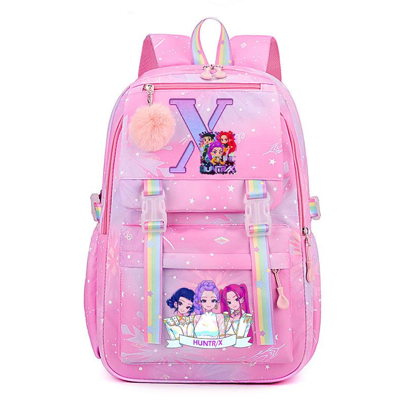 Anime Cartoon Letter Print Small Fresh Rainbow Backpack Korean Version Trend Student Large Capacity Schoolbag