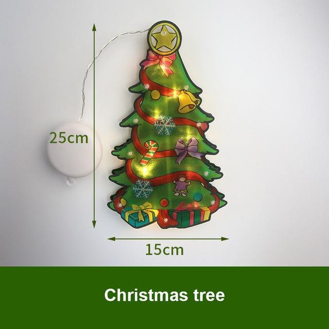 1Pc Christmas Window Decoration Hanging Lights 8 Styles LED Suction Cup Santa Claus Holiday Scene Atmosphere Decor