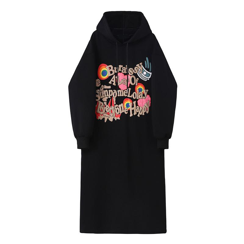 

Spring, Autumn and Winter Women s Loose Large-Sized Printed Straight Leg Flowy Casual A-Line Dress for Petite Individuals, Slimming Effect One size чорний