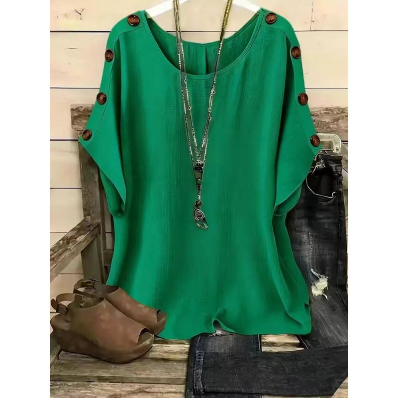 BFCCQB Camicette e camicie casual con scollo a maniche corte e alla moda da donna