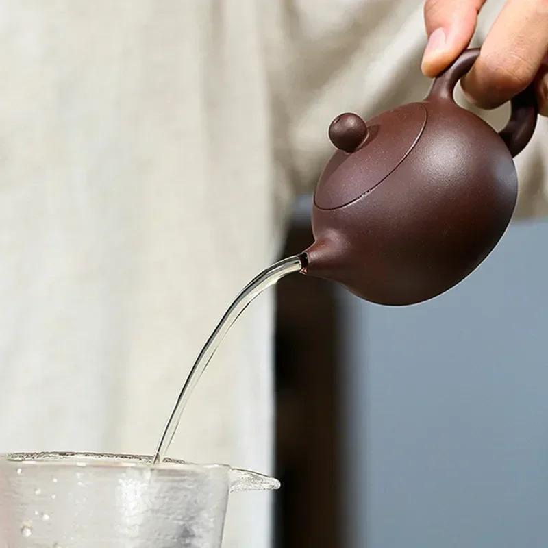 100ml Yixing Boutique Purple Clay Teapot Ball Shaped Infuser Xishi Tea Pot Beauty Kettle Customized Zisha puer Tea Set Authentic