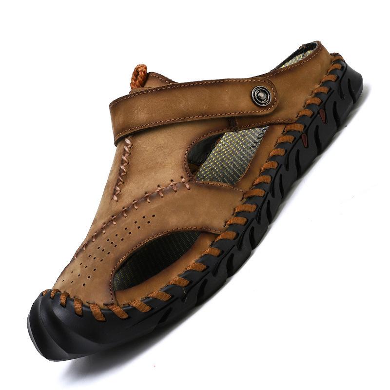 Sandalen Sommer Herren Leder Klassische Herrenschuhe Hausschuhe Weiche Sandalen Herren Römisch Bequem Outdoor Walking Schuhe