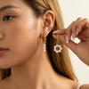 Mismatched Stainless Steel Pearl Hoop Drop Earrings Women Luminous Warm Finish Asymmetrical Dangle Aesthetic Jewelry Presents