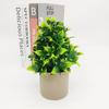 Green Leaves Artificial Grass Bonsai Photo Props Ornament Faux Flowerpotted with Flowerpot Potted Plant Desktop Ornament