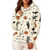 Women's fashionable long-sleeved Halloween print hooded pullover hoodie top