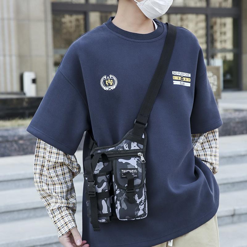 

Men s trendy brand double shoulder chest bag, vest bag, functional wind tooling bag ins trendy street multi-functional tactical vest bag