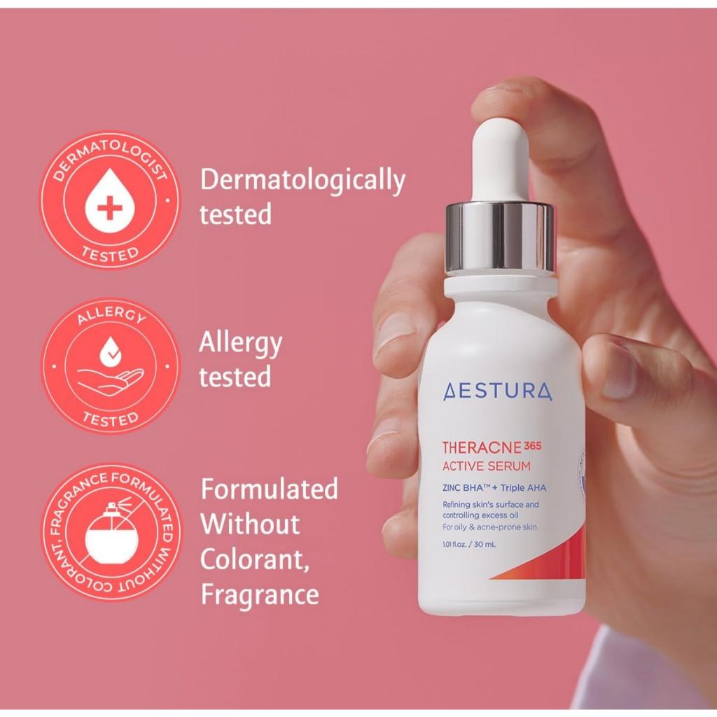 AESTURA THERACNE365 Active Serum, 30mL  | Reduce Excess Oil, Help Minimize the Pores, Soothing Zinc & Sebum-caring BHA, Non-comedogenic