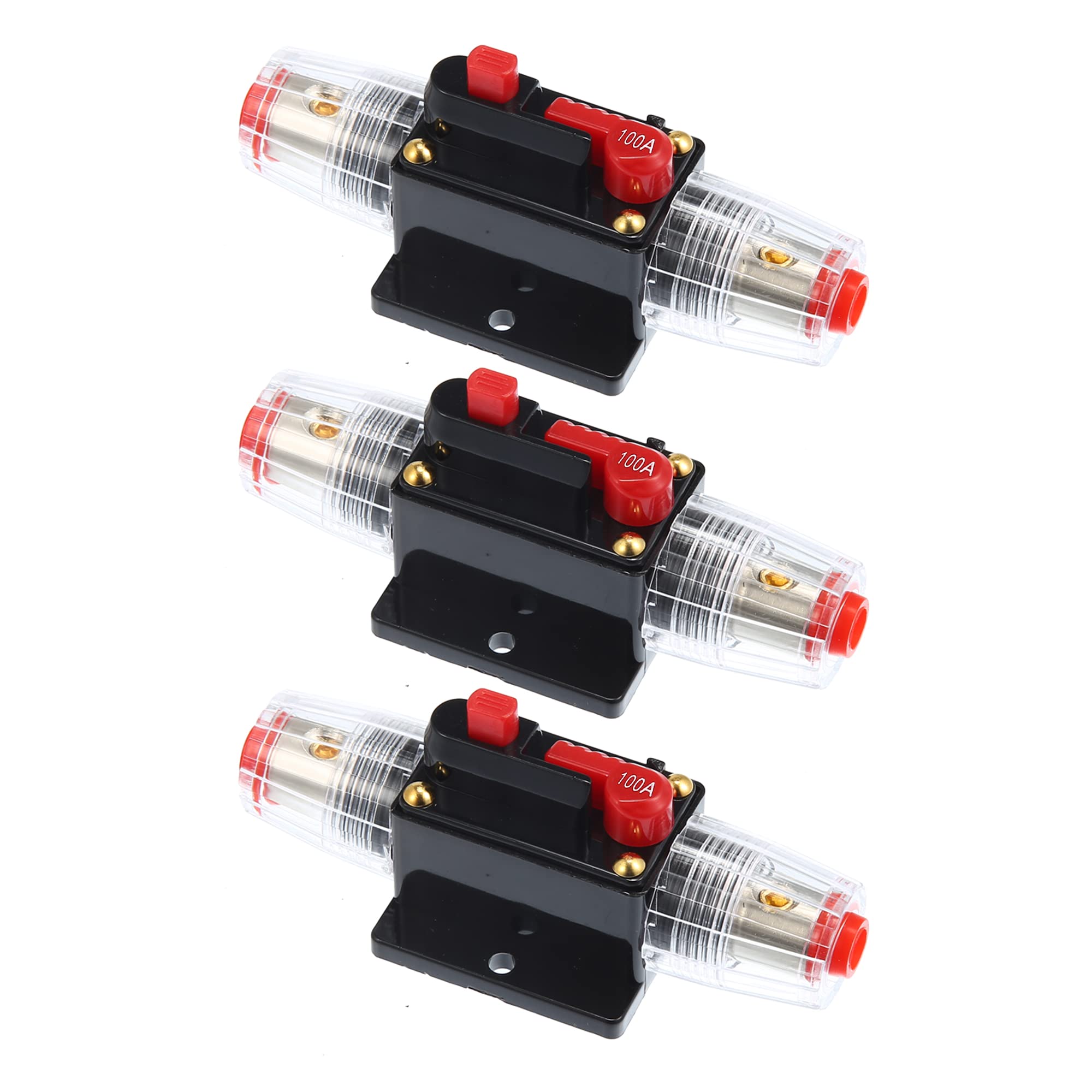 

A ABSOPRO Car Reset Circuit Breaker 100A DC 12-48V Circuit Breaker Fuse Holder for чёрный