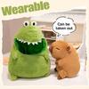 New Capybara With Wearable Green Dinosaur Crocodile Plush Toy Kawaii Plushie Soft Simulation Capibara Fluffty Stuffed Animal Toy