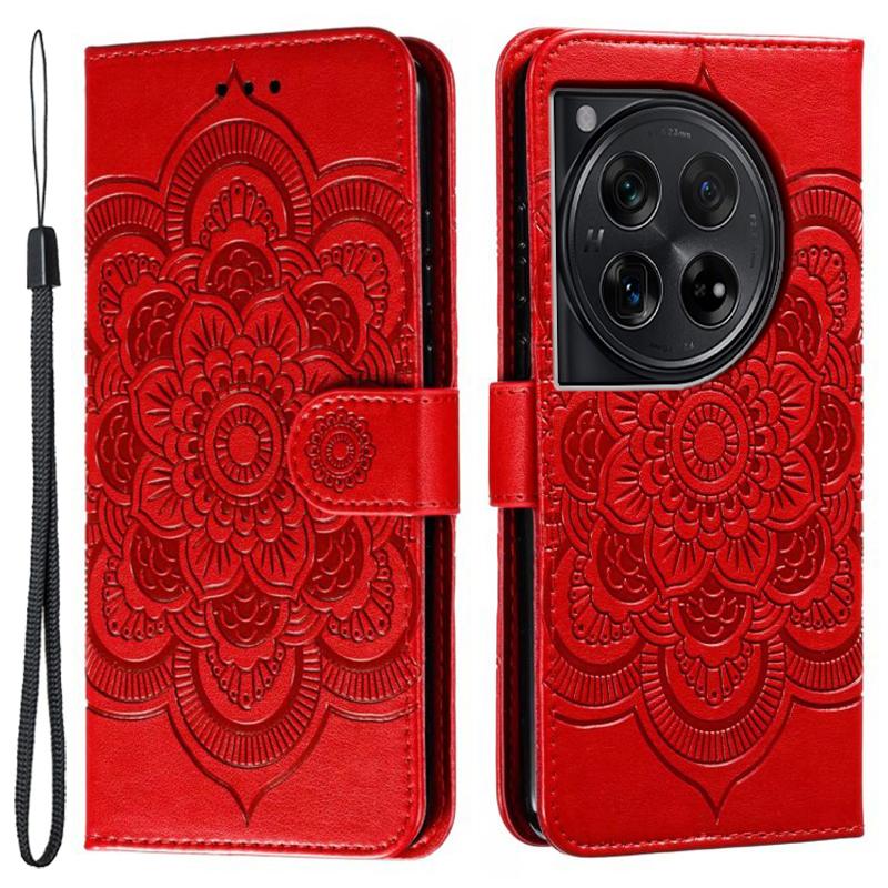 For OnePlus 12 5G Case PU Leather Mandala Imprinted Design Wallet Phone Cover