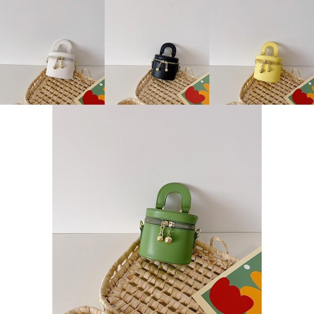 Trendy Yellow Mini Handbag For Kids Chic Girls Pu Leather Bucket Bag For Daily Use