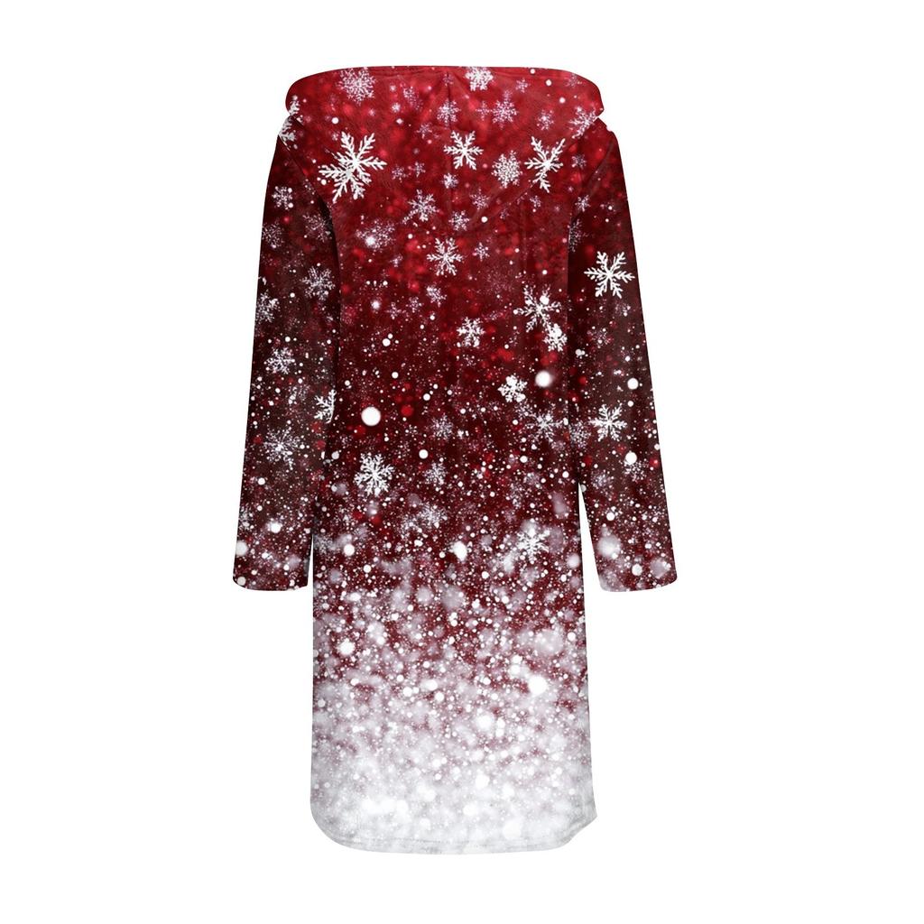 Bathrobe For Men And Women Christmas Printed Flannel Bathrobe Absorbent Quick-drying Cotton Nightgown