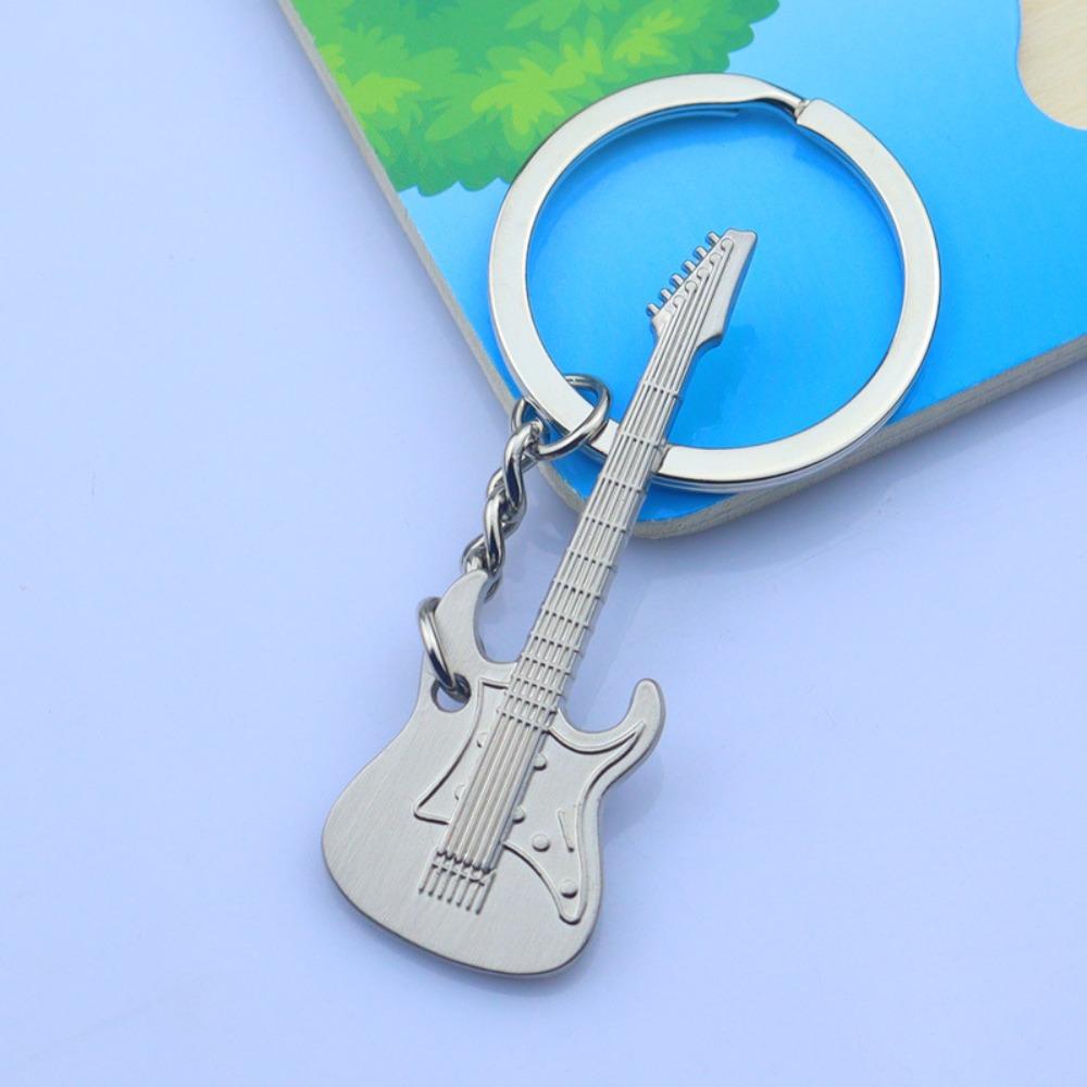 Metal Guitar Key Chain Classical Musical Instrument Pendant  Musician Jewelry